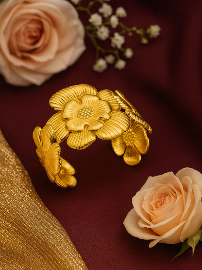 Floral Western Kada Bangle | Gold Plated Bracelet