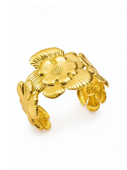 Floral Western Kada Bangle | Gold Plated Bracelet