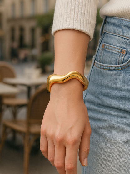 Wave Design Kada Bangle | Gold Plated Bracelet