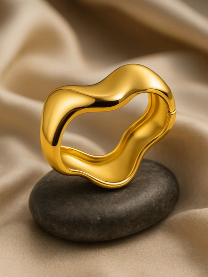 Wave Design Kada Bangle | Gold Plated Bracelet