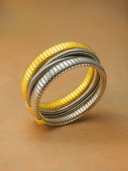 Gold Silver Kada Bracelet | Adjustable Bangle