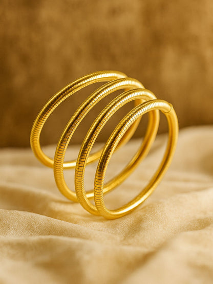 Coil Kada Bracelet | Gold Plated Flexible Bangle