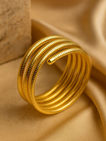 Coil Kada Bracelet | Gold Plated Flexible Bangle