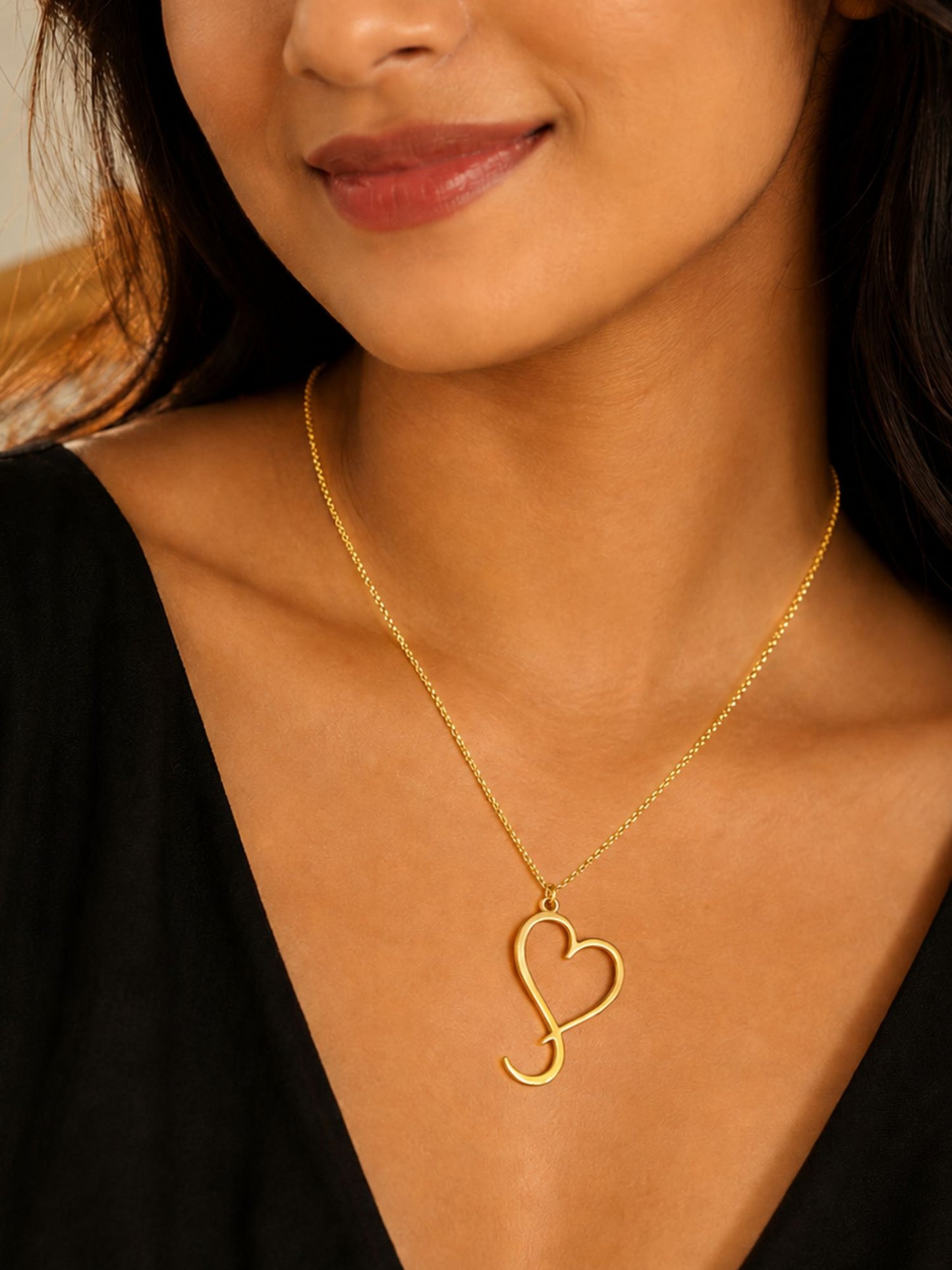 Gold Plated Heart Chain Necklace For Women