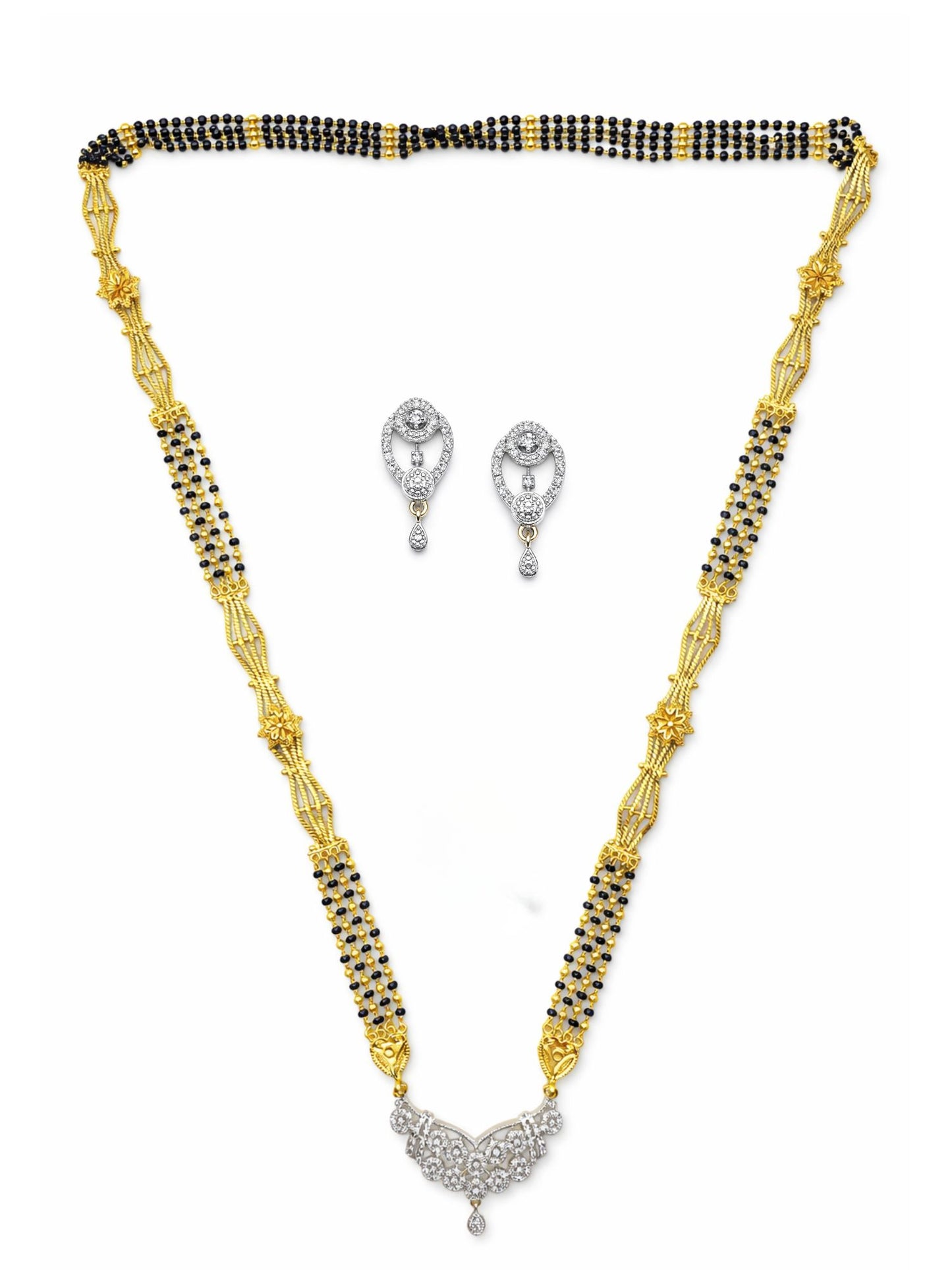 American Diamond Modern Pendant Long Mangalsutra Set