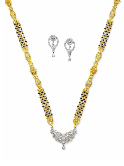 American Diamond Modern Pendant Long Mangalsutra Set