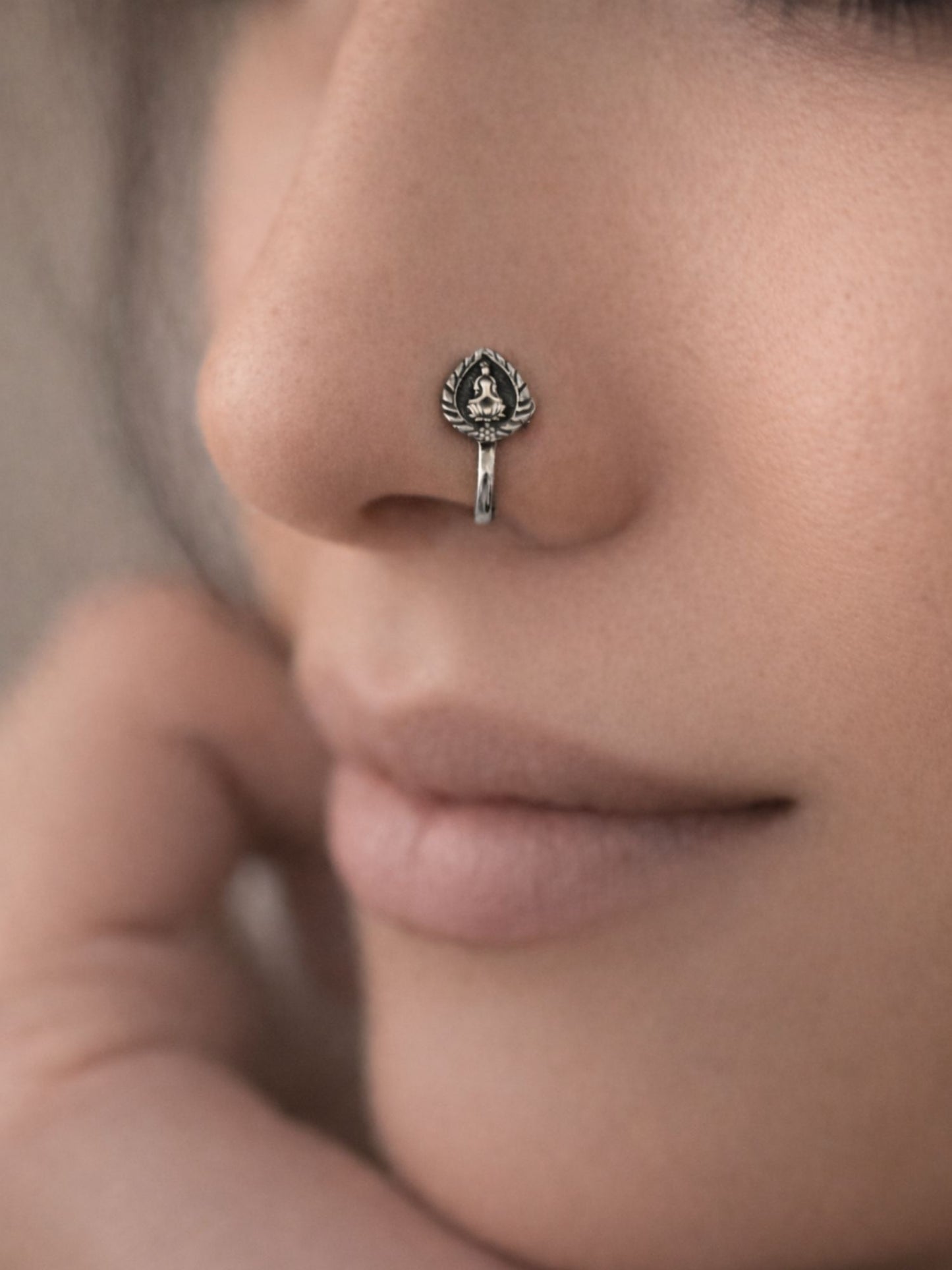 Maharashtrian Laxmi Oxidized Silver Nath Nose Pin