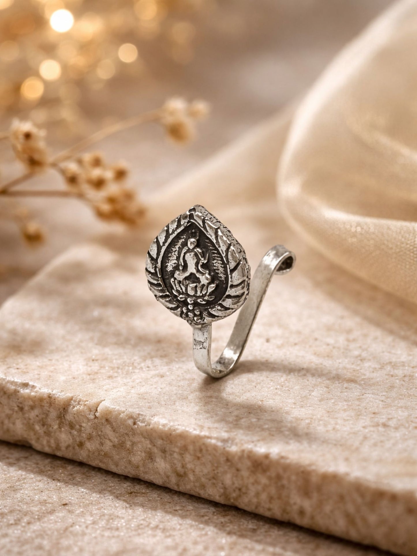 Maharashtrian Laxmi Oxidized Silver Nath Nose Pin