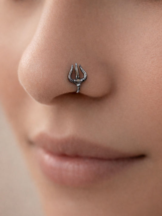 Trishul Nath Nose Ring for Women | Silver Nose Pin