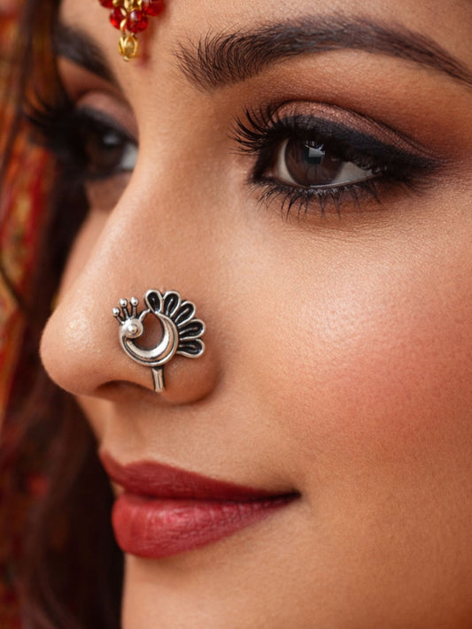 Maharashtrian Peacock Nath Traditional Nose Pin