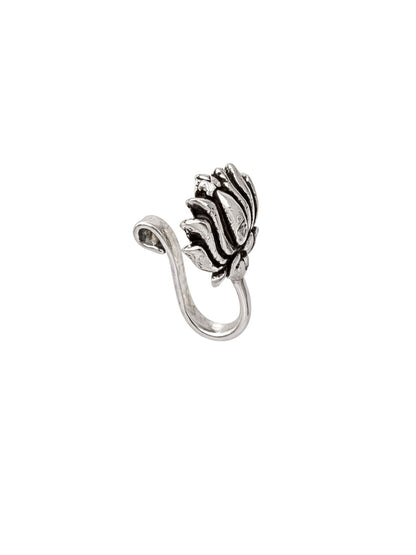 Silver Lotus Nath Nose Pin for Women