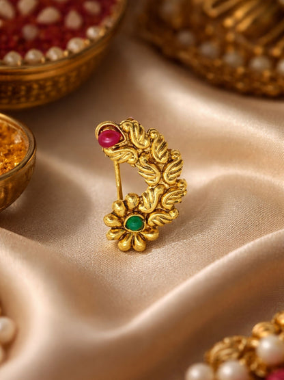 Gold Plated Maharashtrian Nath Nose Pin
