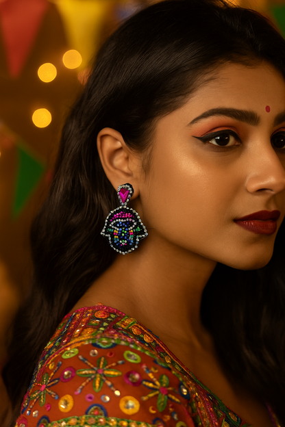 Evil Eye Hamsa Mini Beaded Earrings