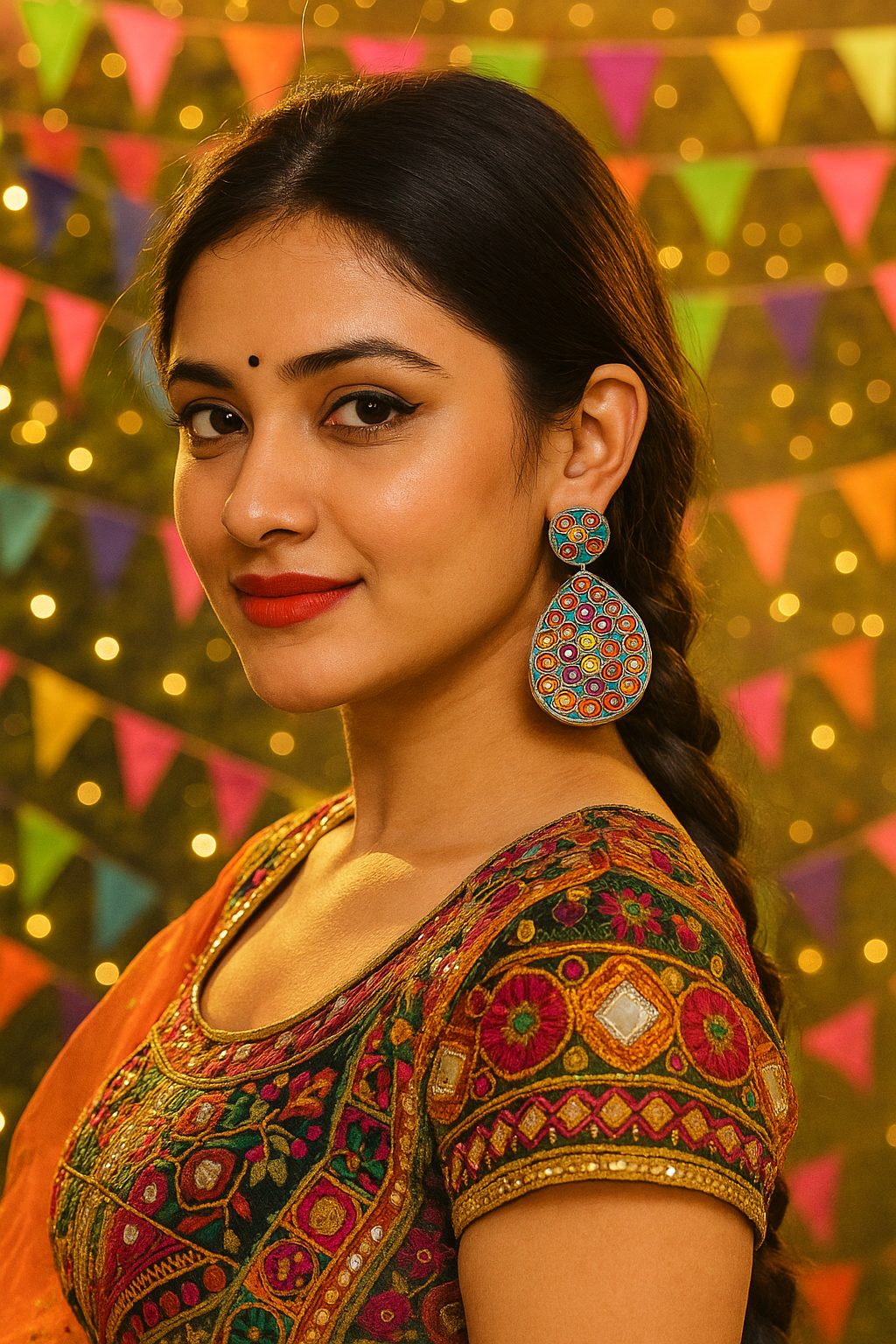 Mirror Work Drop Dangler Beaded Earrings