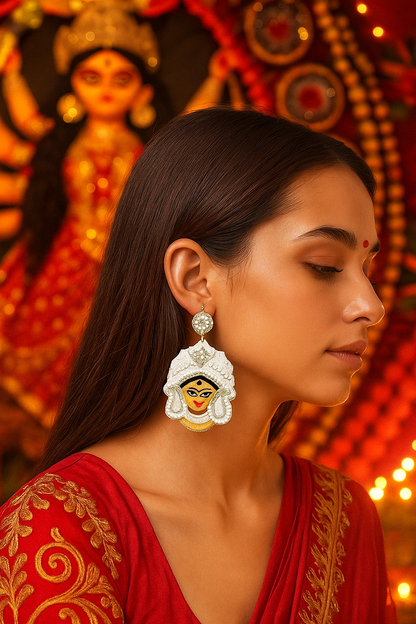 Durga Maa Design Beaded Earrings