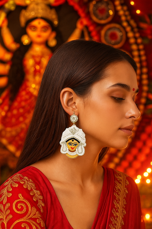 Durga Maa Design Beaded Earrings