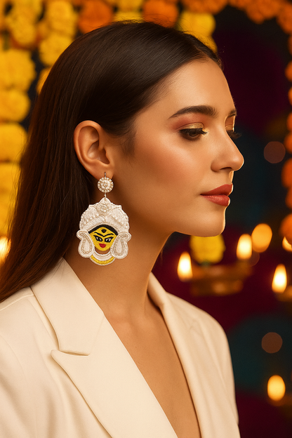 Durga Maa Design Beaded Earrings