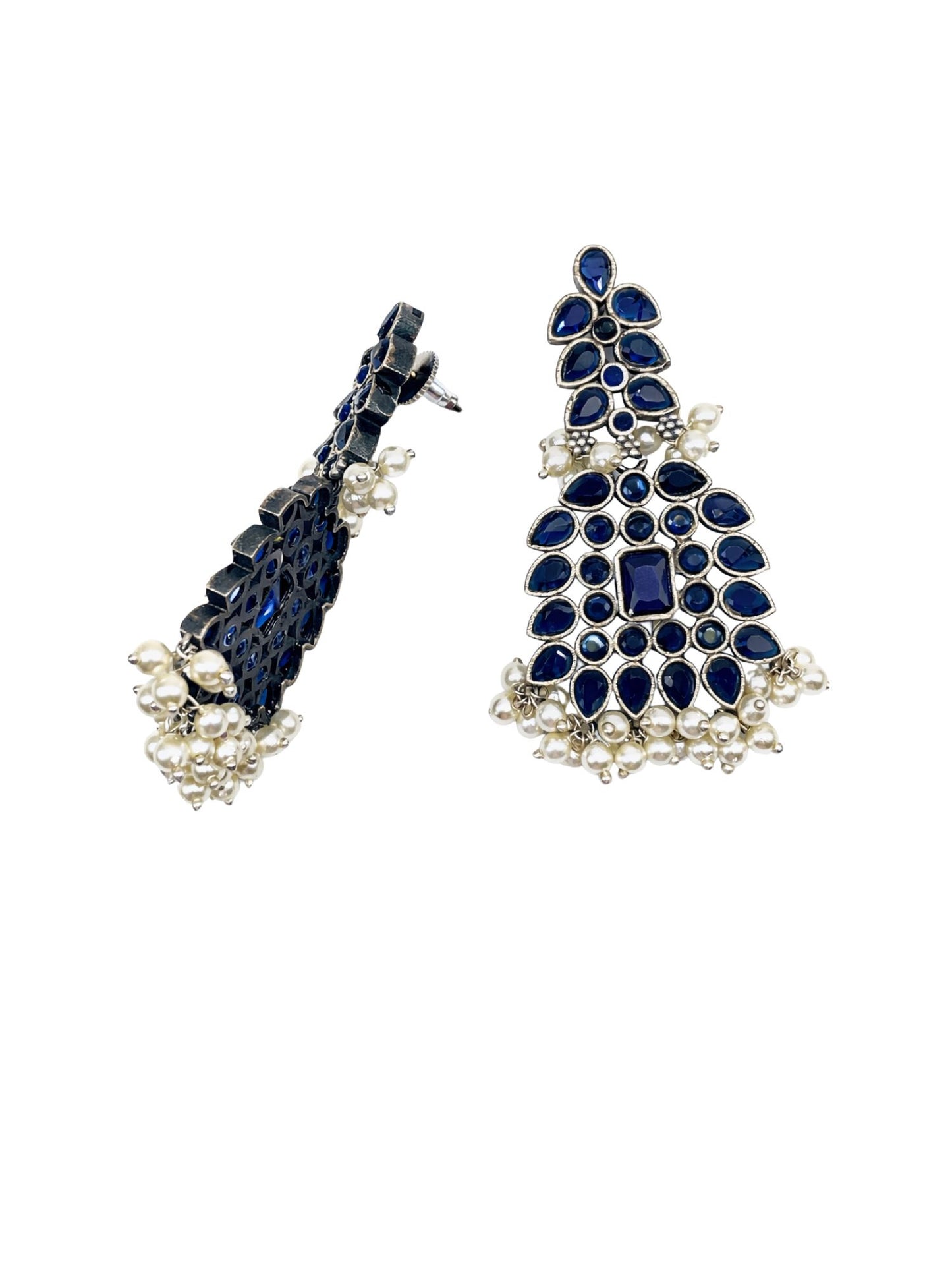 Silver Necklace Set Enamel/Pearl Design