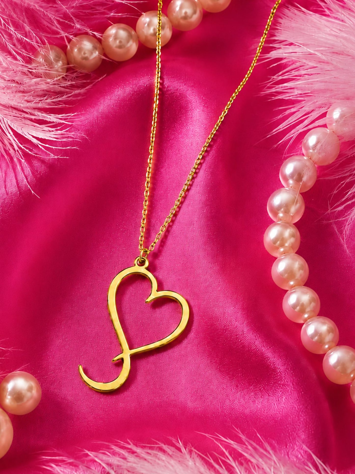 Gold Plated Heart Chain Necklace For Women