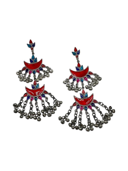 Drop Earring Flower With Ghungroo Design