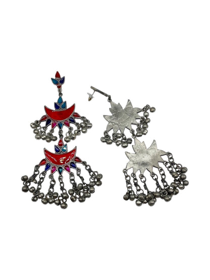 Drop Earring Flower With Ghungroo Design