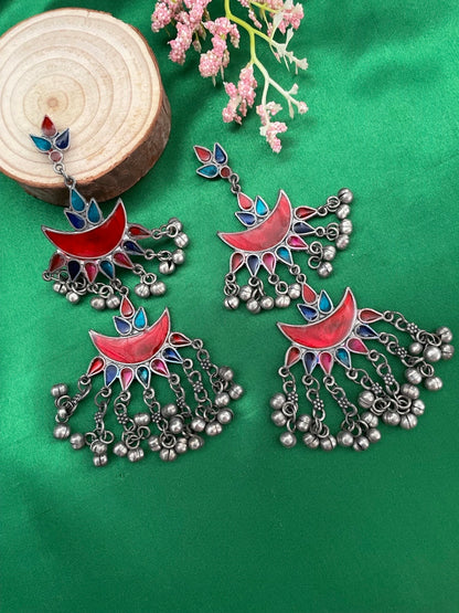 Drop Earring Flower With Ghungroo Design