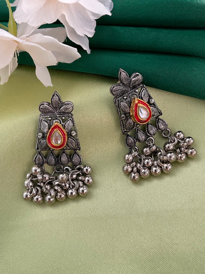 Stud Earring Flower With Ghungroo Design