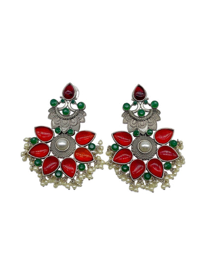 Stud Earring Peacock With Pearl Design