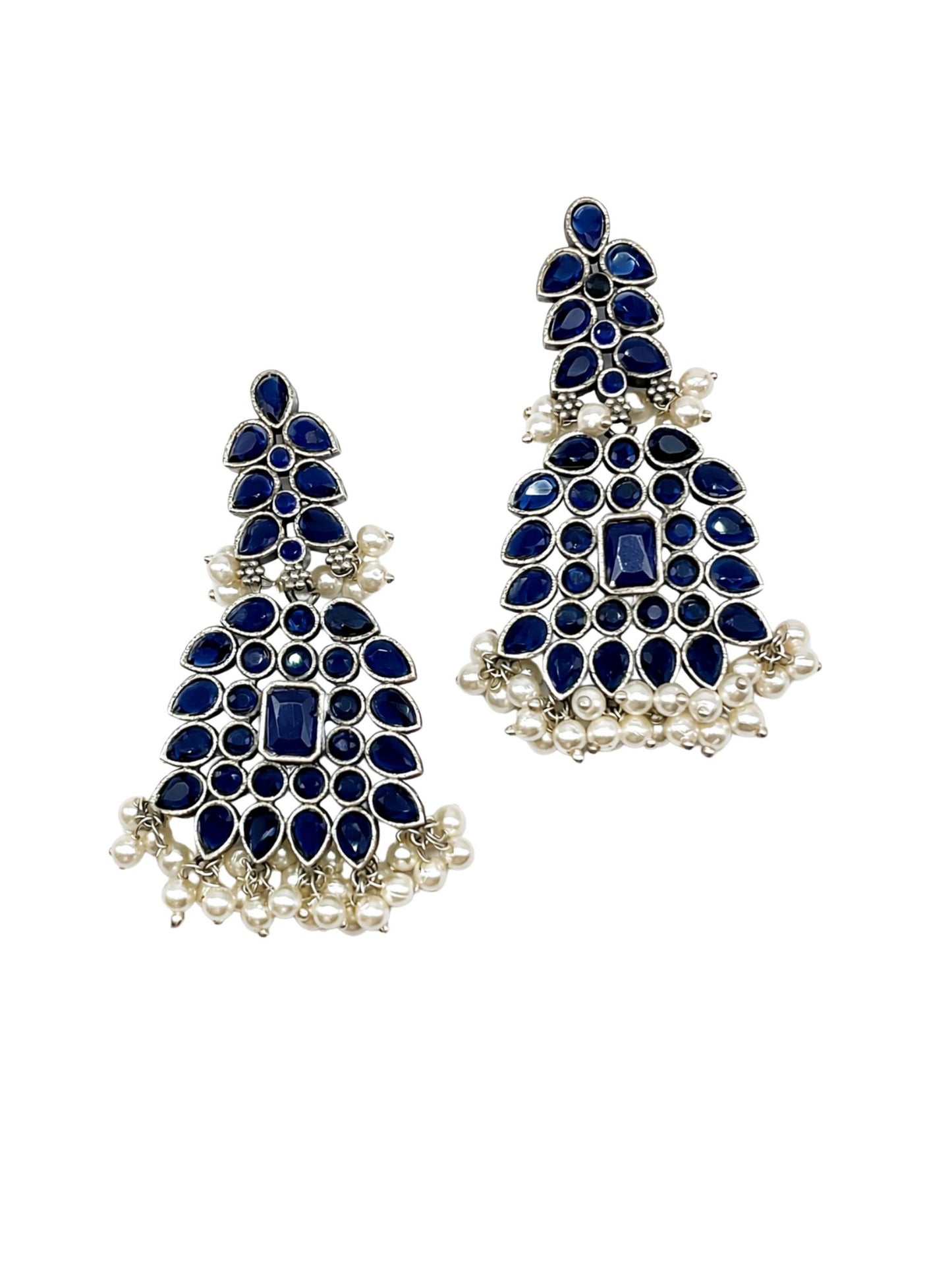 Silver Necklace Set Enamel/Pearl Design