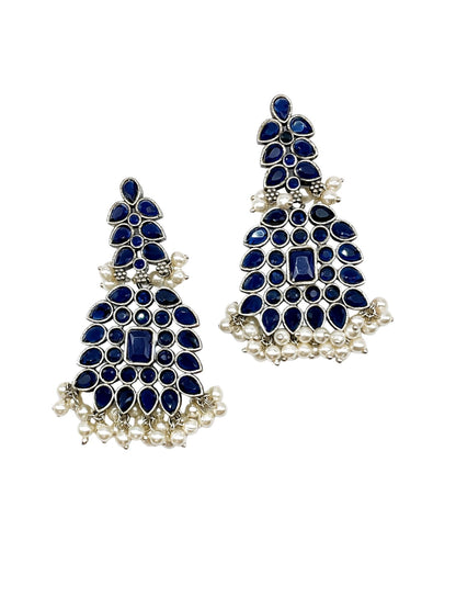 Silver Necklace Set Enamel/Pearl Design