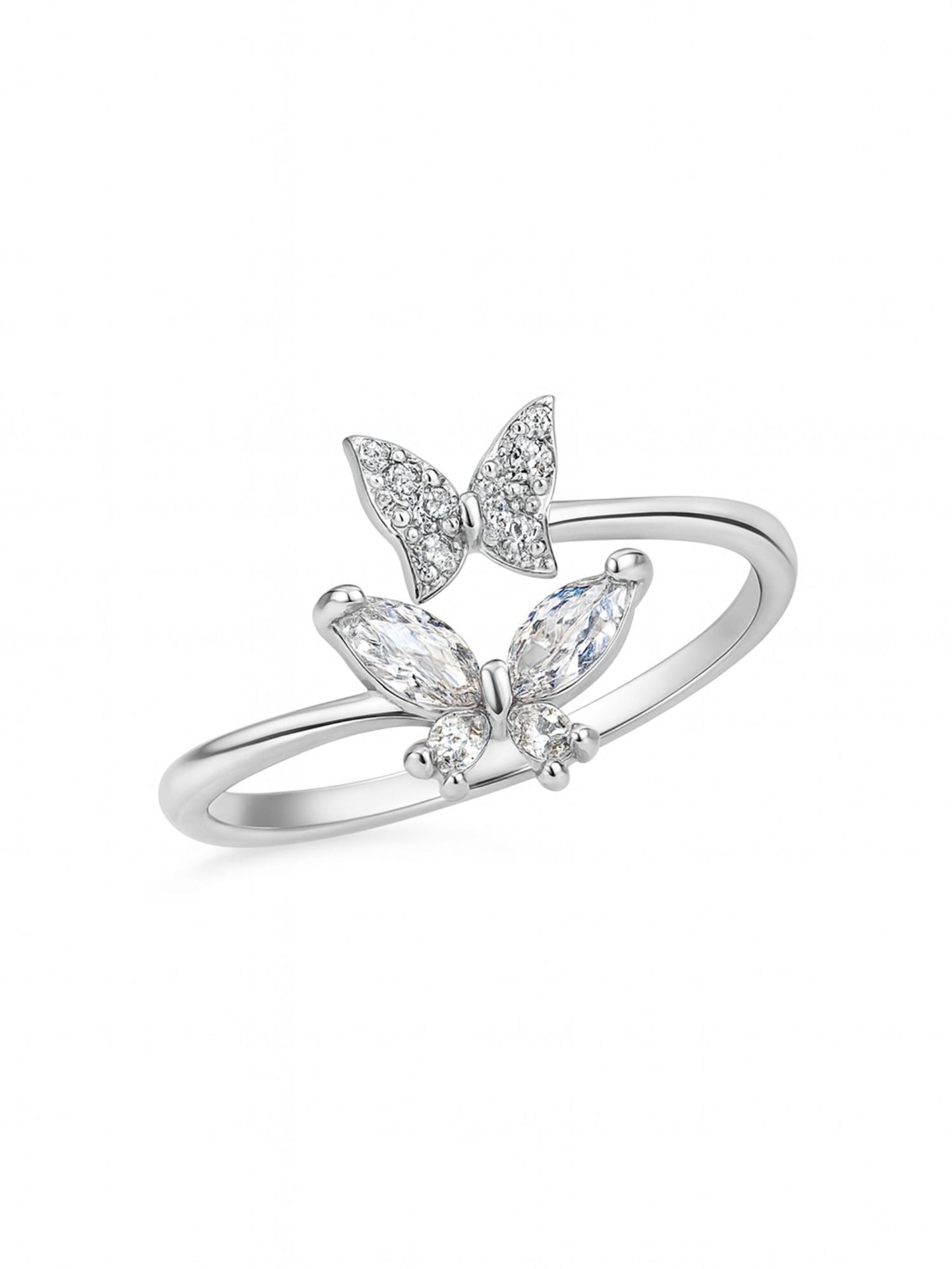 Silver-Plated Butterfly Finger Ring
