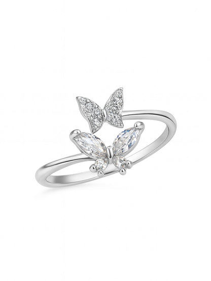 Silver-Plated Butterfly Finger Ring