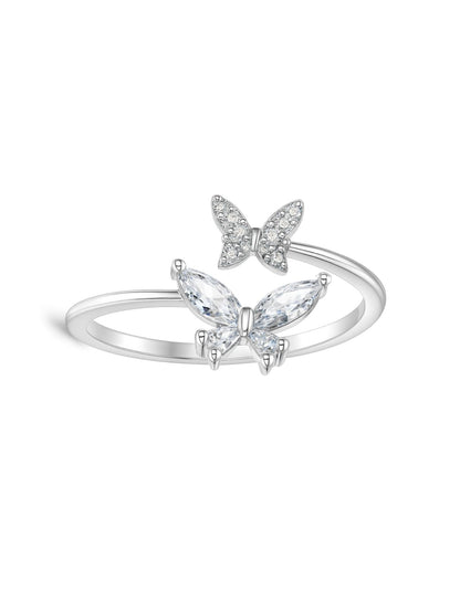 Silver-Plated Butterfly Finger Ring