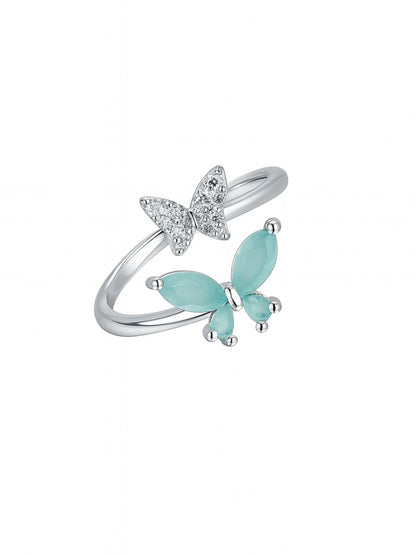 Silver-Plated Pista Butterfly Finger Ring
