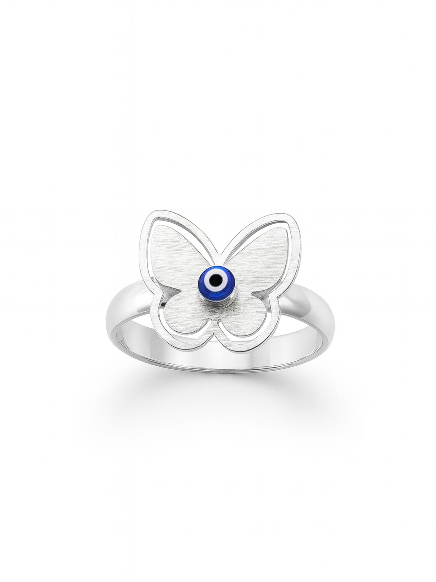 Silver-Plated Butterfly With Evil Eye Finger Ring