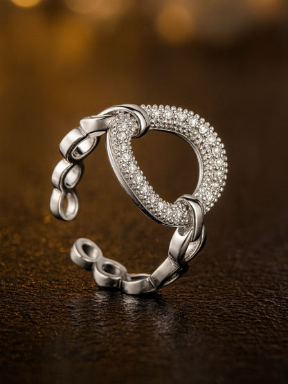 Silver-Plated Interlocked Finger Ring