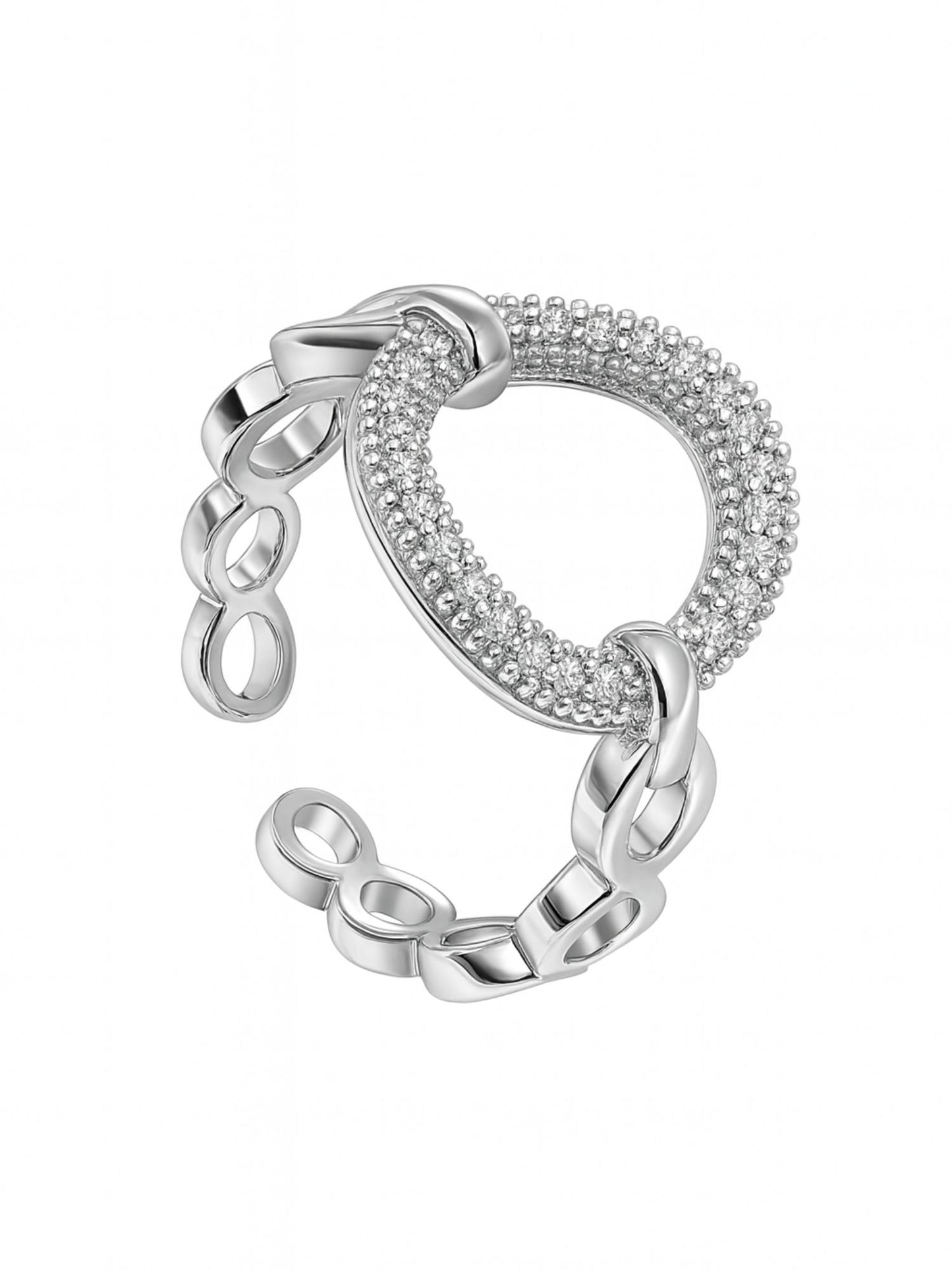 Silver-Plated Interlocked Finger Ring
