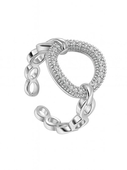 Silver-Plated Interlocked Finger Ring