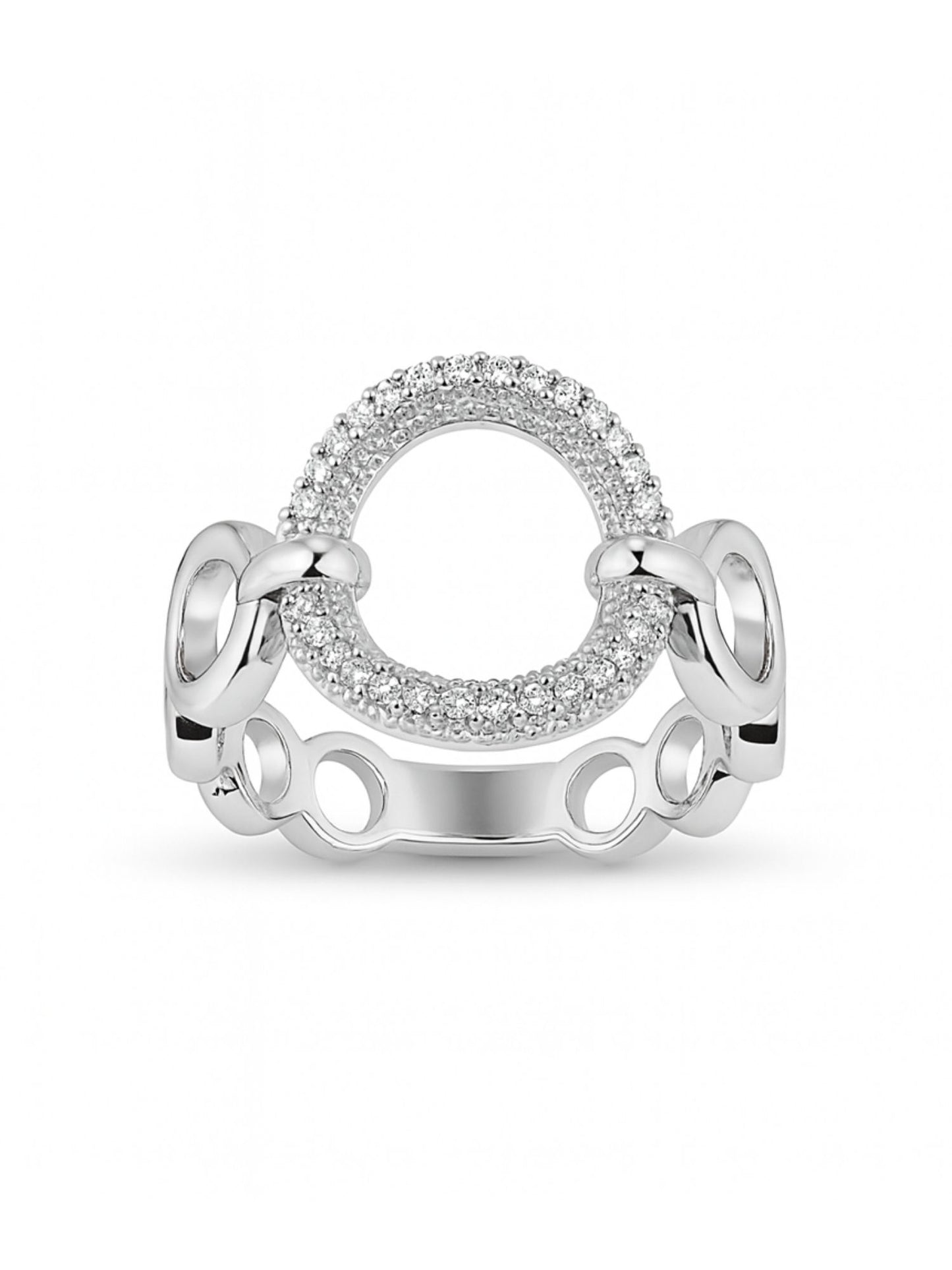 Silver-Plated Interlocked Finger Ring