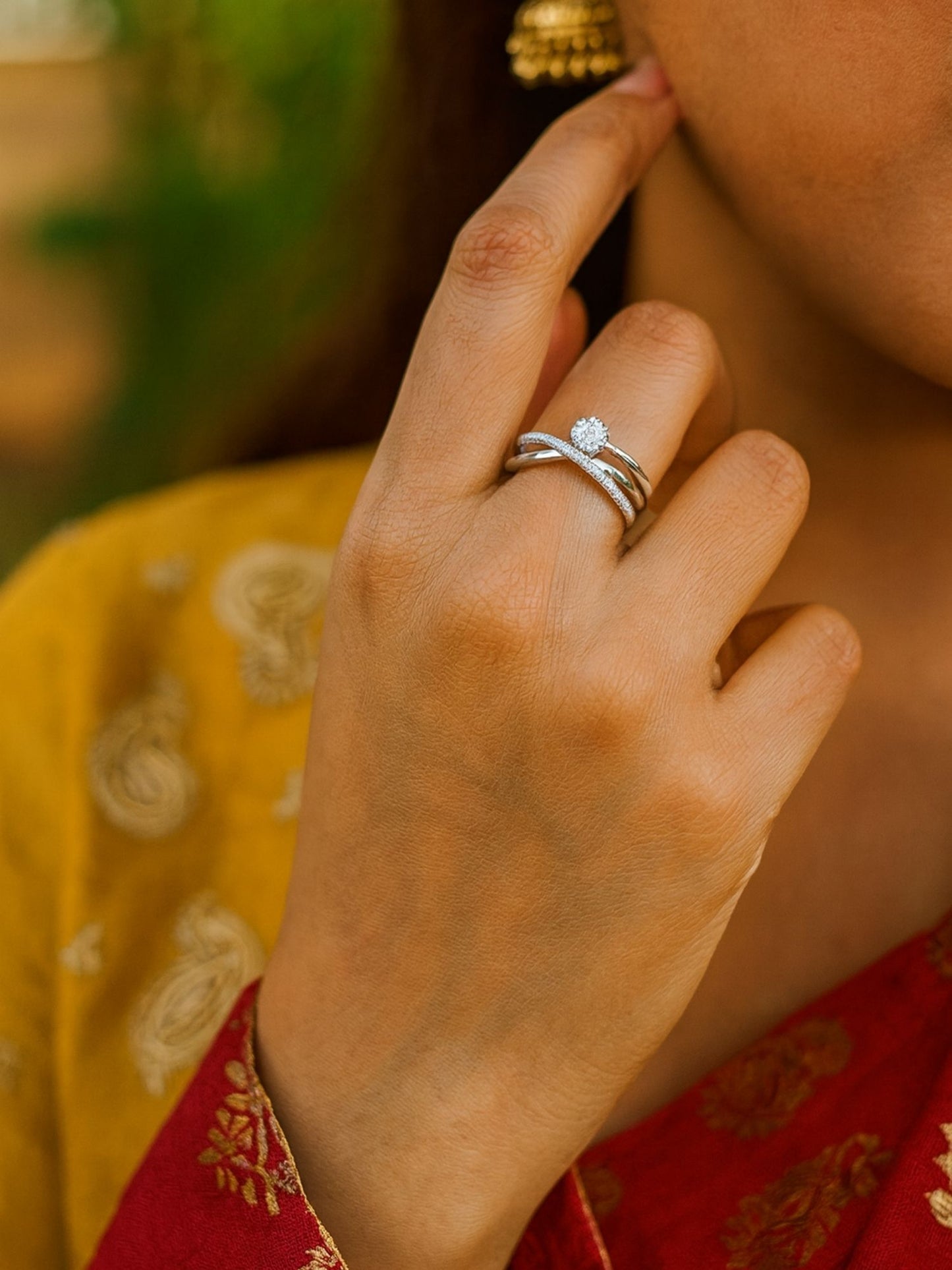 Silver-Plated American Diamod Antique Finger Ring