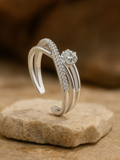 Silver-Plated American Diamod Antique Finger Ring