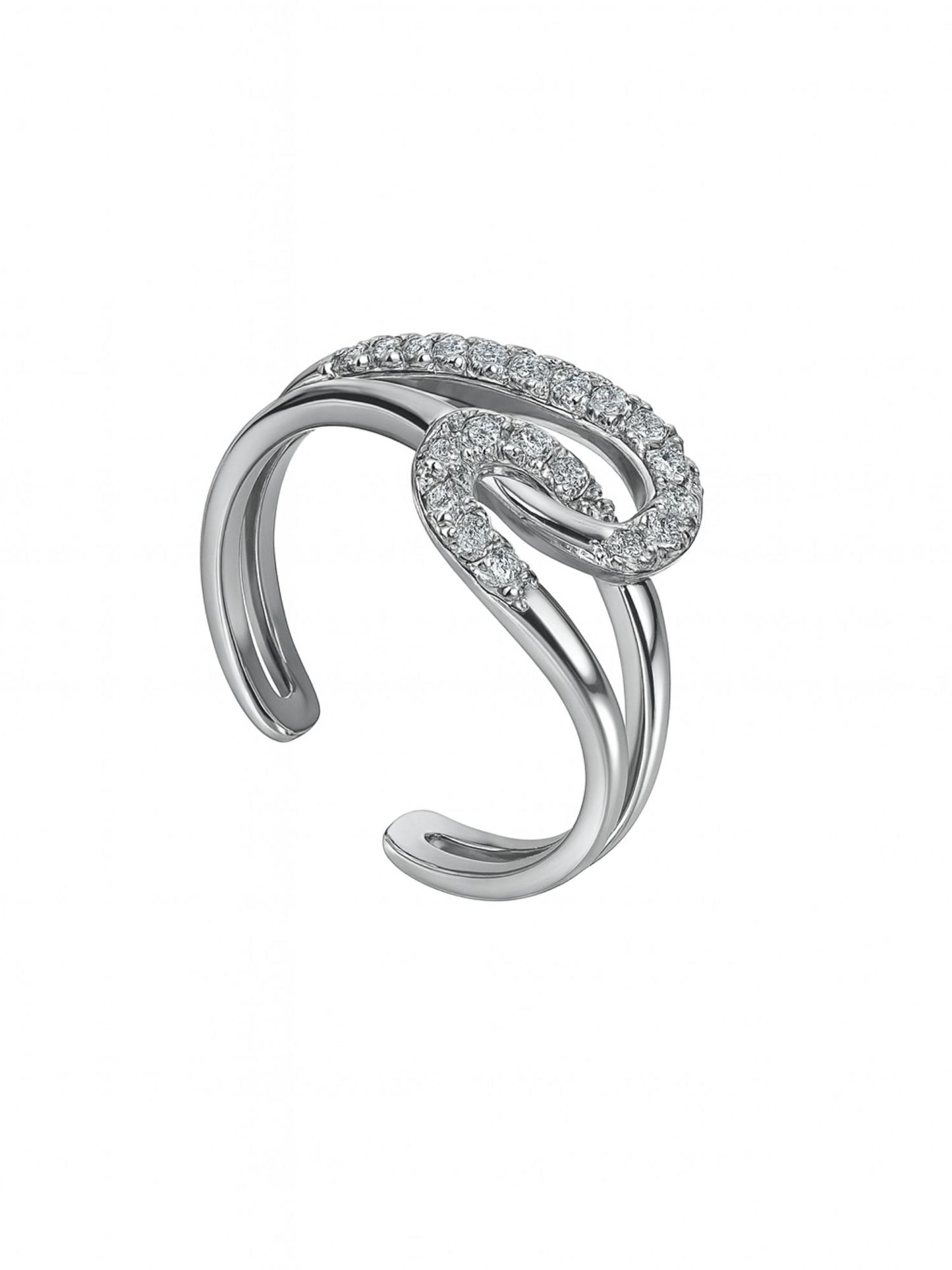 Silver-Plated American Diamod Spiral Finger Ring