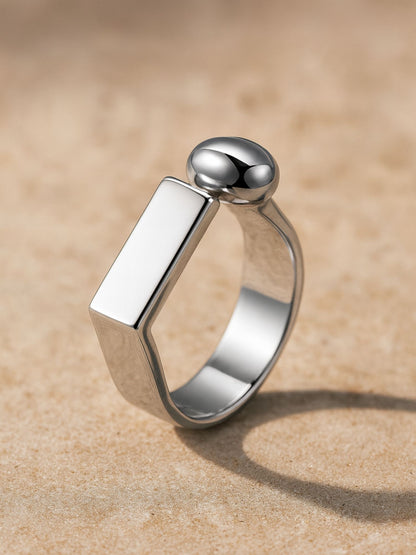 Silver-Plated Geometric Shape Finger Ring