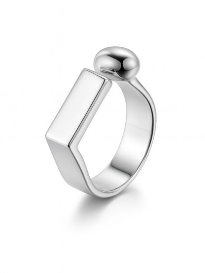 Silver-Plated Geometric Shape Finger Ring