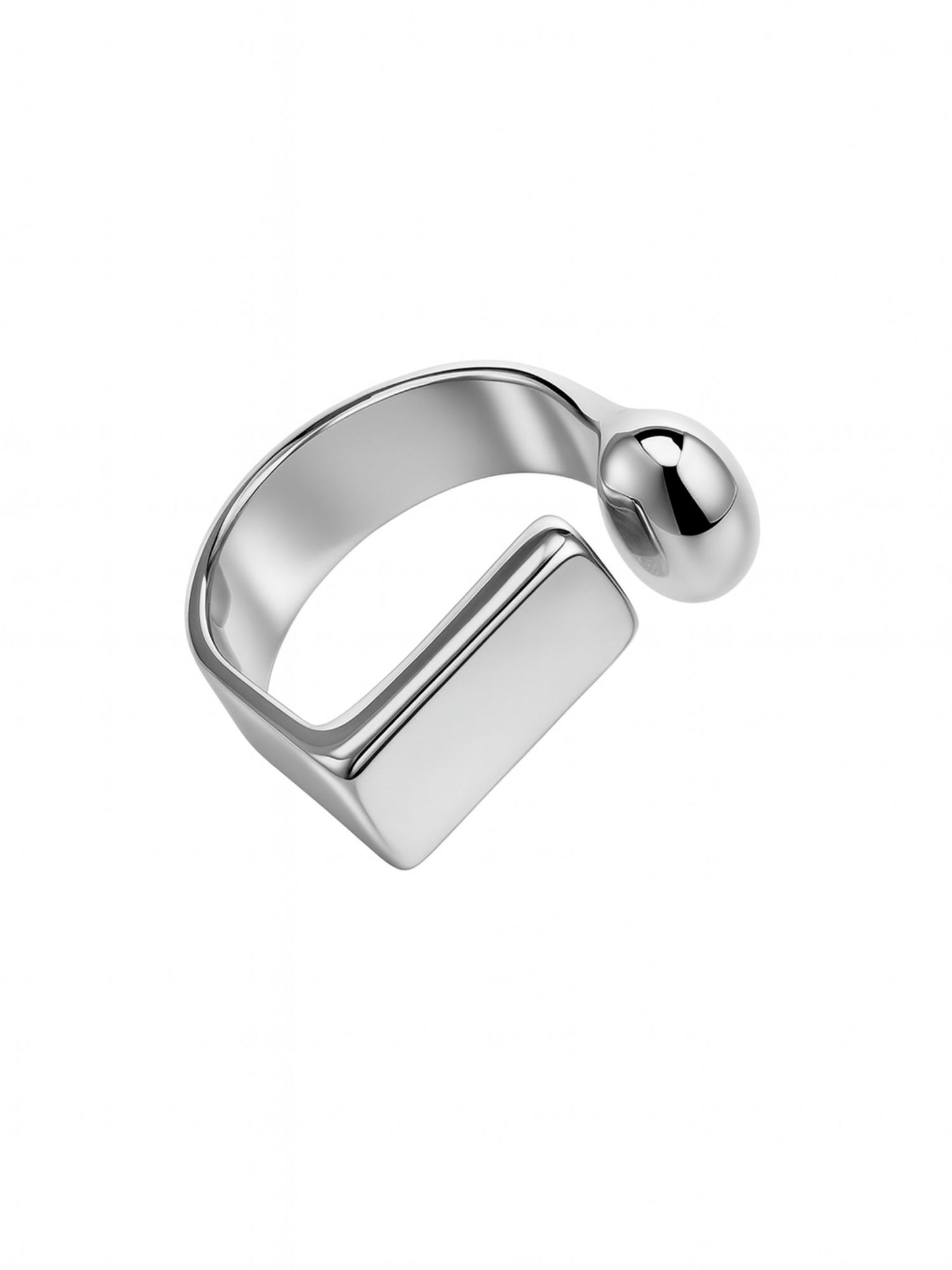 Silver-Plated Geometric Shape Finger Ring