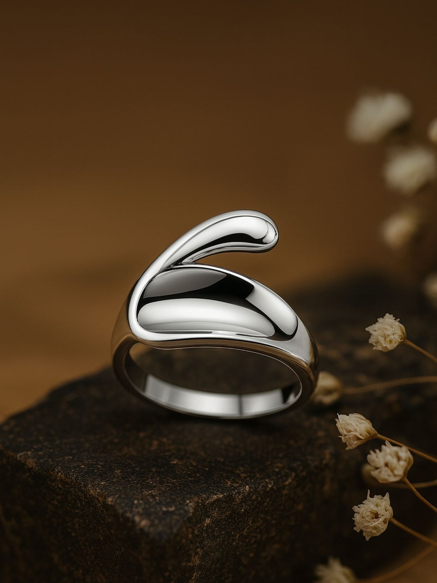 Silver-Plate Wave Finger Ring
