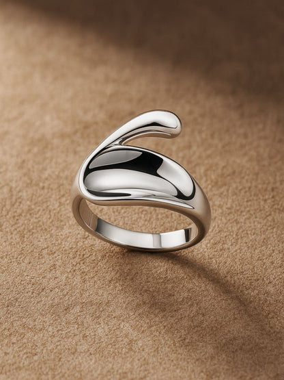 Silver-Plate Wave Finger Ring