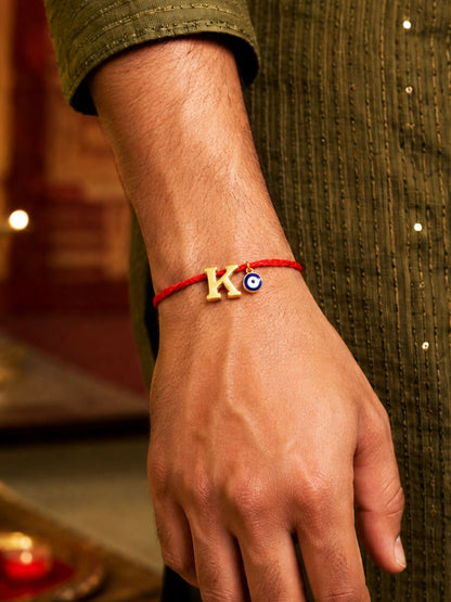 A to Z Letter Evil Eye Initial Name Rakhi Moli Thread for Bhai Bhaiya Bro