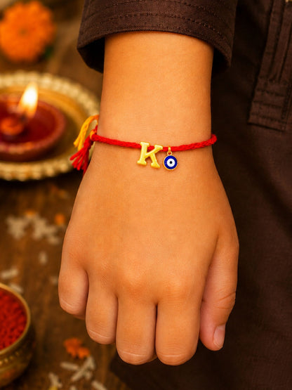A to Z Letter Evil Eye Initial Name Rakhi Moli Thread for Bhai Bhaiya Bro