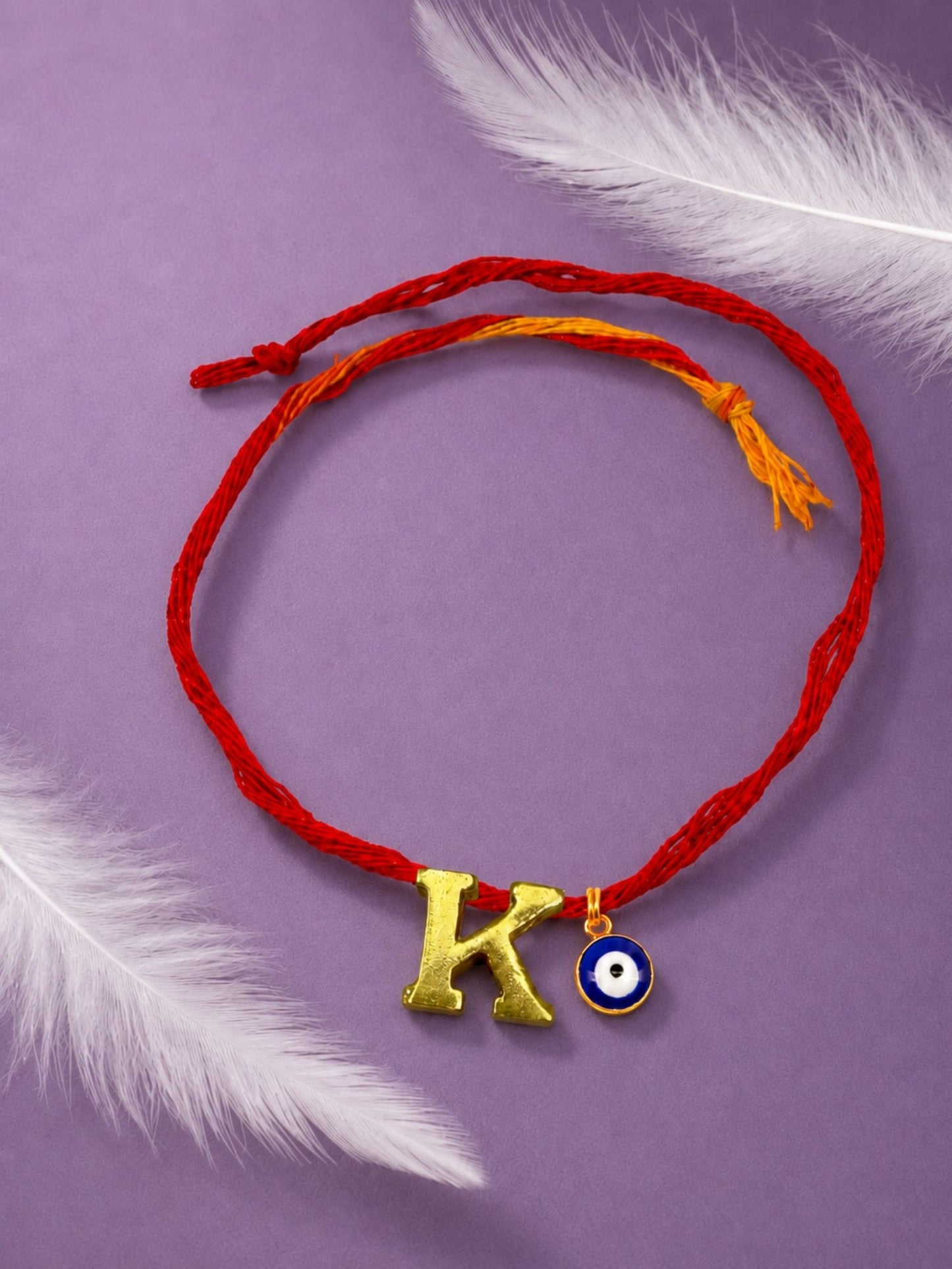 A to Z Letter Evil Eye Initial Name Rakhi Moli Thread for Bhai Bhaiya Bro